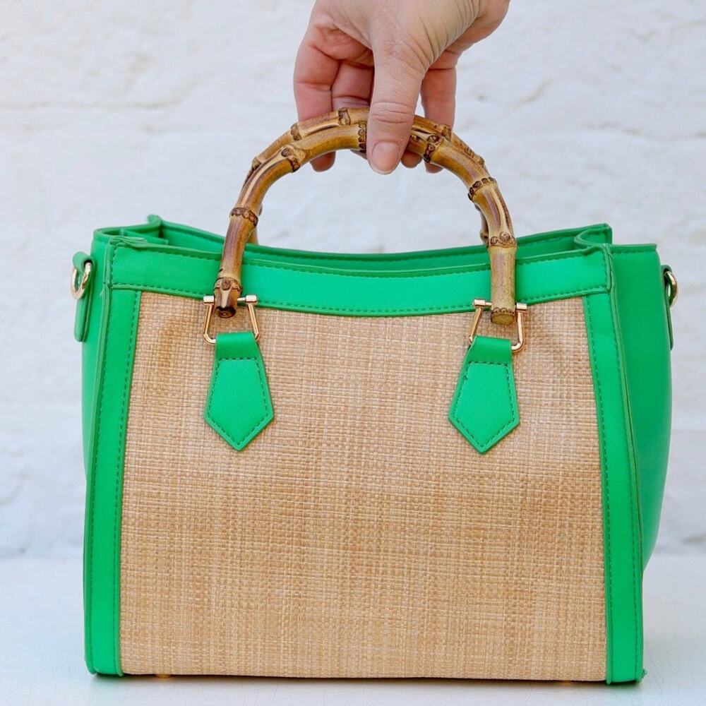 Kennedy Mini Tote Natural Kelly Green - Picture 4 of 9
